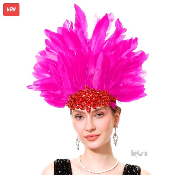Feather Headpiece with Rhinestones, Adjustable Elastic Headband for Cosplay main image 6